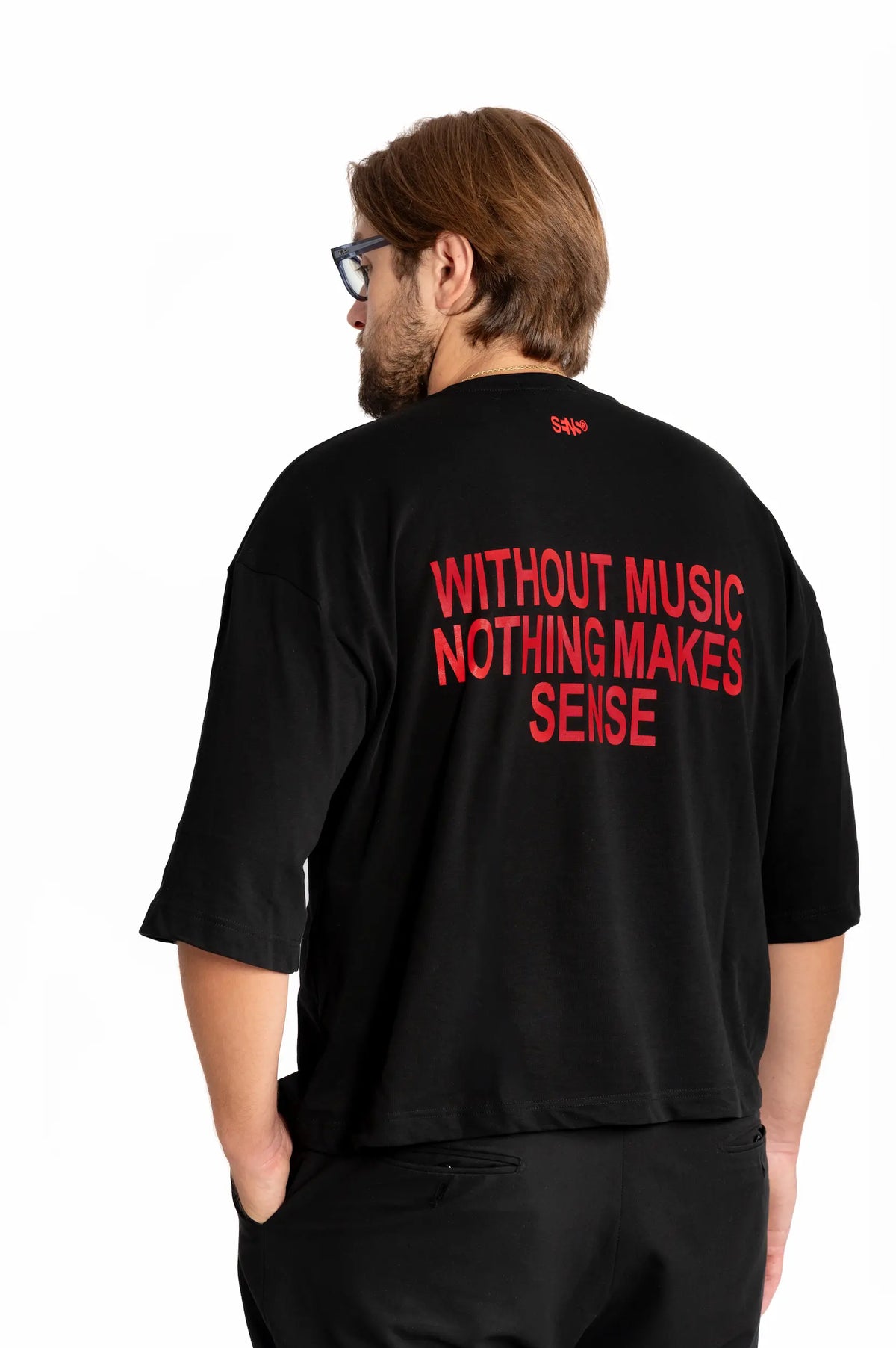 WITHOUT MUSIC NOTHING MAKES SENSE NERA UOMO
